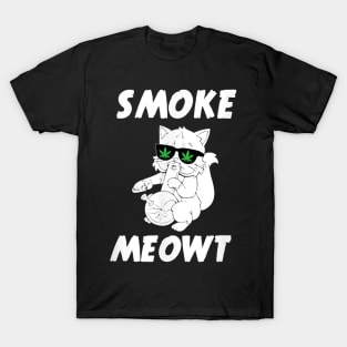 Funny Smoke Meowt Stoner Cat Weed T-Shirt